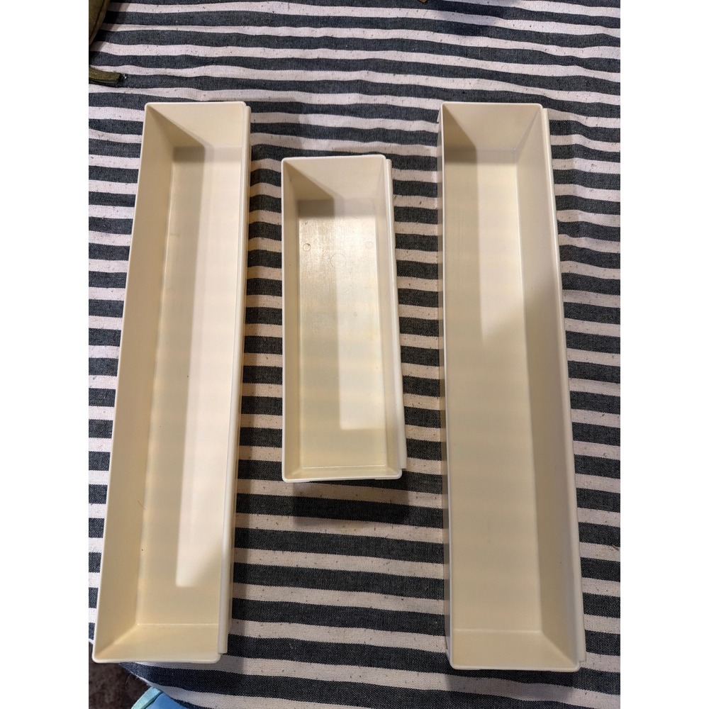 Vintage Rubbermaid Interlocking Drawer Organizer Bins 3pc Set Almond 2917 USA